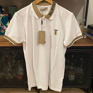 NWT BURBERRY LONDON MEN WHITE POLO T-SHIRT